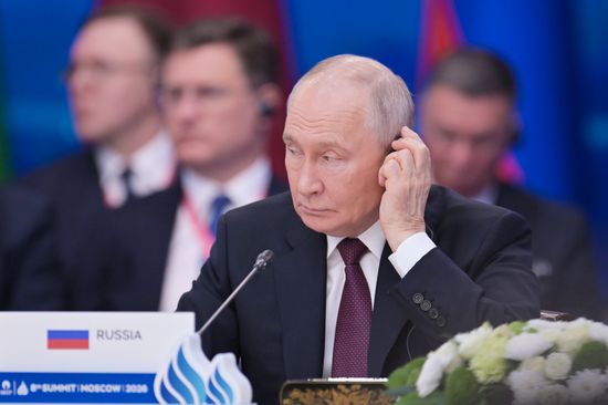 President of Russia Vladimir Putin at the plenary session of the 8th Summit of the Gas Exporting Countries Forum in Moscow. Location: Russia, Moscow. Author: Yuri Kochetkov/Sputnik. GECF Summit. Plenary session
