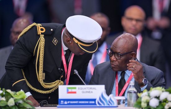 Minister of State for Foreign Affairs, International Cooperation and Diaspora of the Republic of Equatorial Guinea Simeón Oyono Esono Angüe at the plenary session of the 8th Summit of the Gas Exporting Countries Forum in Moscow. Location: Russia, Moscow. Author: Yuri Kochetkov/Sputnik. GECF Summit. Plenary session