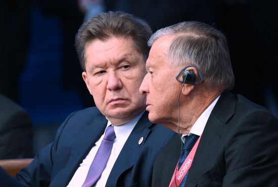 Gazprom CEO Alexei Miller and Gazprom Board Chairman Viktor Zubkov at the plenary session of the 8th Summit of the Gas Exporting Countries Forum in Moscow. Location: Russia, Moscow. Author: Kirill Zykov/Sputnik. GECF Summit. Plenary session