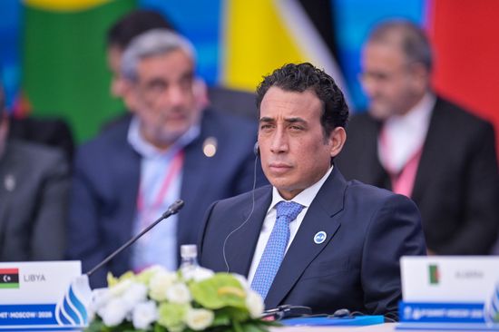 Chairman of the Presidential Council of Libya Mohamed al-Menfi at the plenary session of the 8th Summit of the Gas Exporting Countries Forum in Moscow. Location: Russia, Moscow. Author: Yuri Kochetkov/Sputnik. GECF Summit. Plenary session