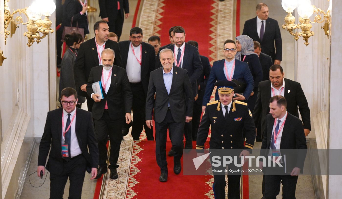 Russian President Vladimir Putin meets with President of Iran Masoud Pezeshkian