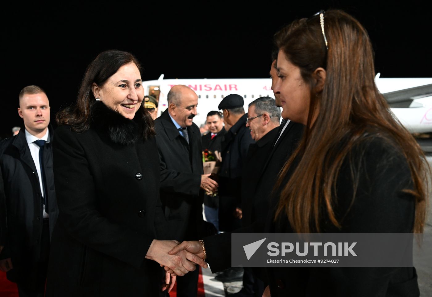 Prime Minister of Tunisia Sara Zaafarani arrives in Moscow