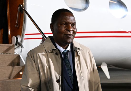 President of the Central African Republic Faustin-Archange Touadera arrives in Moscow
