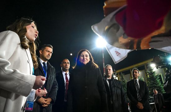 Prime Minister of Tunisia Sara Zaafarani arrives in Moscow for the 3rd Russia-Africa Summit and Forum. Left: Deputy Director of the Department of State Protocol of the Russian Foreign Ministry Georgy Kuznetsov. Location: Russia, Moscow. Author: Kirill Kallinikov/Sputnik. Prime Minister of Tunisia Sara Zaafarani arrives in Moscow
