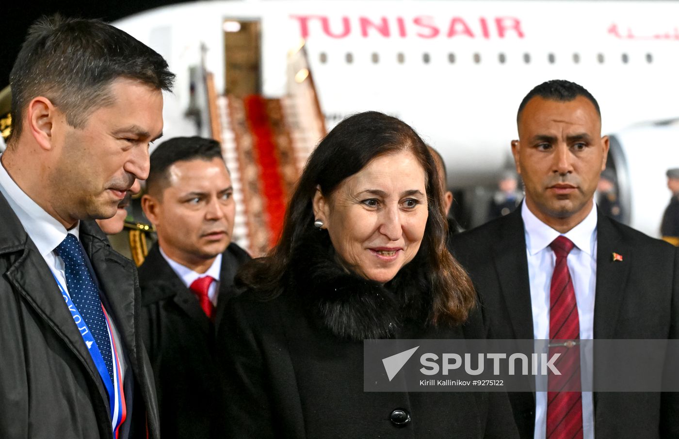 Prime Minister of Tunisia Sara Zaafarani arrives in Moscow