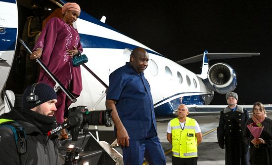 President of Burundi Evariste Ndayishimiye arrives in Moscow