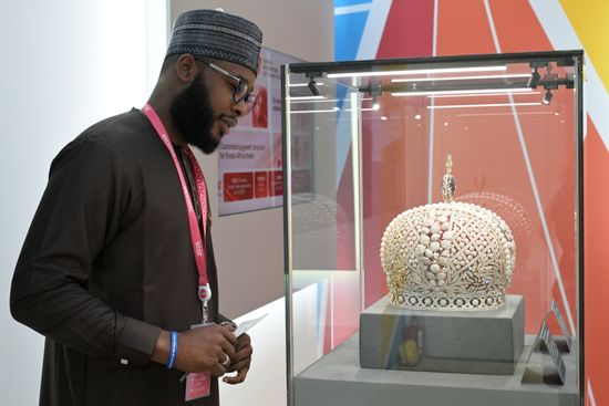 President Vladimir Putin visits exhibition of advanced Russian solutions at the Russia-Africa Forum