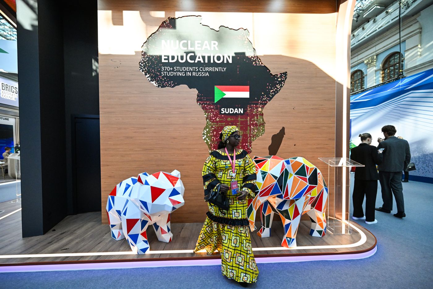 President Vladimir Putin visits exhibition of advanced Russian solutions at the Russia-Africa Forum