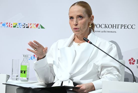 Elizaveta Brodskaya, Deputy Editor-in-Chief for News Content – Director of English Language Broadcasting Directorate, ANO TV-Novosti, during a plenary session of the Russia-Africa Media Forum as part of the 3rd Russia-Africa Summit in Moscow. Location: Russia, Moscow. Author: Alexey Maishev/Sputnik. Russia-Africa Media Forum Plenary Session