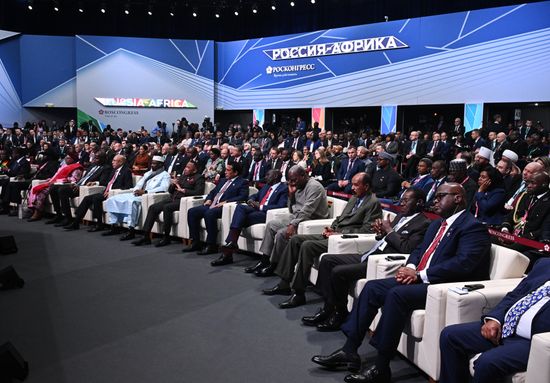 Participants in the plenary session of the Russia-Africa Economic and Humanitarian Forum in Moscow. Location: Russia, Moscow. Author: Sergey Bobylev/Sputnik. Plenary session of Russia-Africa Forum in Moscow