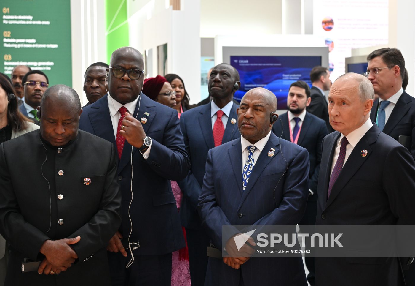 President Vladimir Putin visits exhibition of advanced Russian solutions at the Russia-Africa Forum