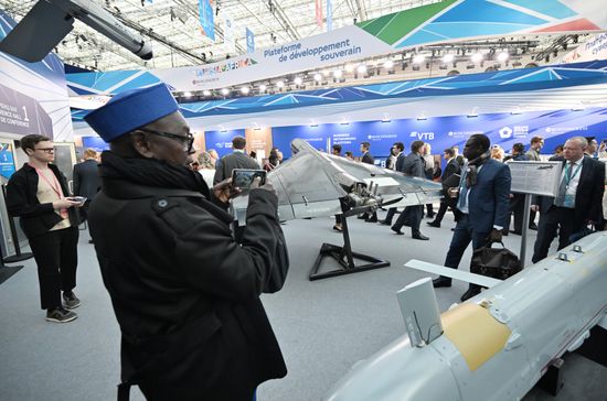 President Vladimir Putin visits exhibition of advanced Russian solutions at the Russia-Africa Forum