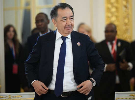 Chairman of the Board of the Eurasian Economic Commission Bakytzhan Sagintayev ahead of a meeting between Russian President Vladimir Putin and the heads of African regional organizations held on the sidelines of the 3rd Russia–Africa Summit and Forum. Location: Russia, Moscow. Author: Alexandr Kryazhev/Sputnik. Russian President Vladimir Putin meets with heads of African regional organizations