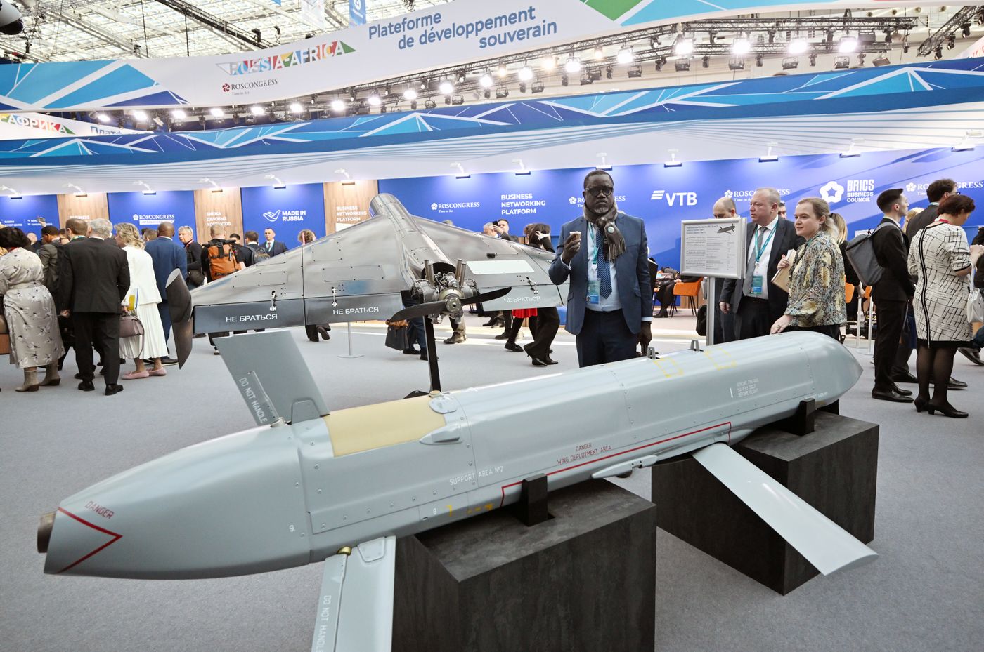 President Vladimir Putin visits exhibition of advanced Russian solutions at the Russia-Africa Forum