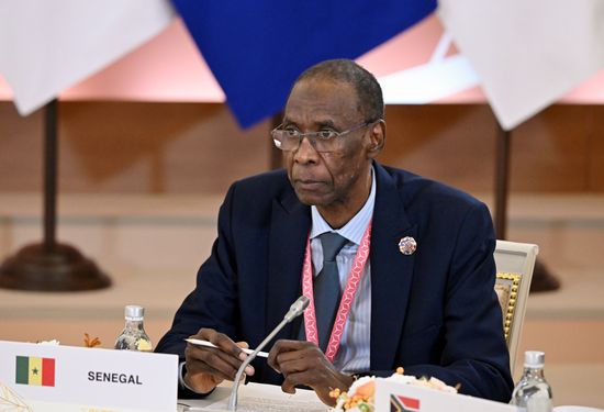 Senegalese Minister of African Integration, Foreign Affairs and Senegalese Abroad, Cheikh Niang, during the meeting between Russian President Vladimir Putin and the heads of African regional organizations on the sidelines of the 3rd Russia–Africa Summit and Forum. Location: Russia, Moscow. Author: Maksim Bogodvid/Sputnik. Russian President Vladimir Putin meets with heads of African regional organizations
