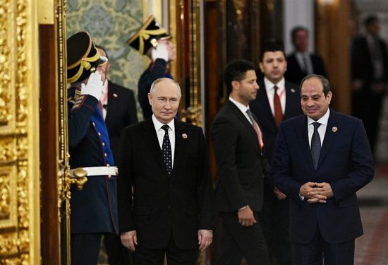 President of Russia Vladimir Putin meets with President of Egypt Abdel Fattah el-Sisi