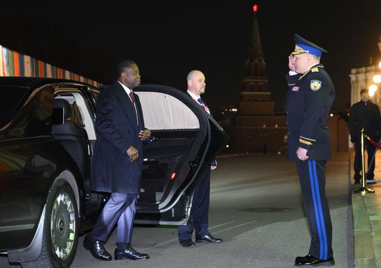 President of the Council of Ministers of Togo Faure Essozimna Gnassingbe arrives at the Kremlin for the formal reception in honor of the heads of delegation at the 3rd Russia-Africa Summit. Location: Russia, Moscow. Author: Kirill Zykov/Sputnik. President Vladimir Putin officially greets heads of delegation at Russia-Africa Summit