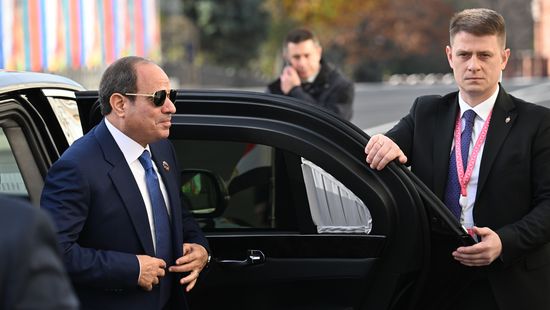 President of Egypt Abdel Fattah el-Sisi arrives at the Kremlin for a plenary session and a group photo of the 3rd Russia-Africa Summit and Forum participants. Location: Russia, Moscow. Author: Maksim Blinov/Sputnik. Russia-Africa Summit and Forum group photo