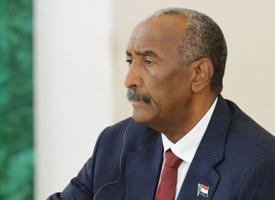 Chairman of the Transitional Sovereignty Council of Sudan Abdel-Fattah Al-Burhan during a meeting with Russian President Vladimir Putin held on the sidelines of the 3rd Russia-Africa Summit and Forum in Moscow. Location: Russia, Moscow. Author: Grigory Sysoev/Sputnik. Russian President Vladimir Putin meets with Chairman of the Transitional Sovereignty Council of Sudan Abdel-Fattah Al-Burhan