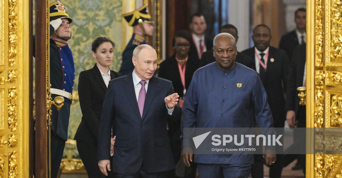 President of Russia Vladimir Putin meets with President of the Republic of Ghana John Dramani Mahama