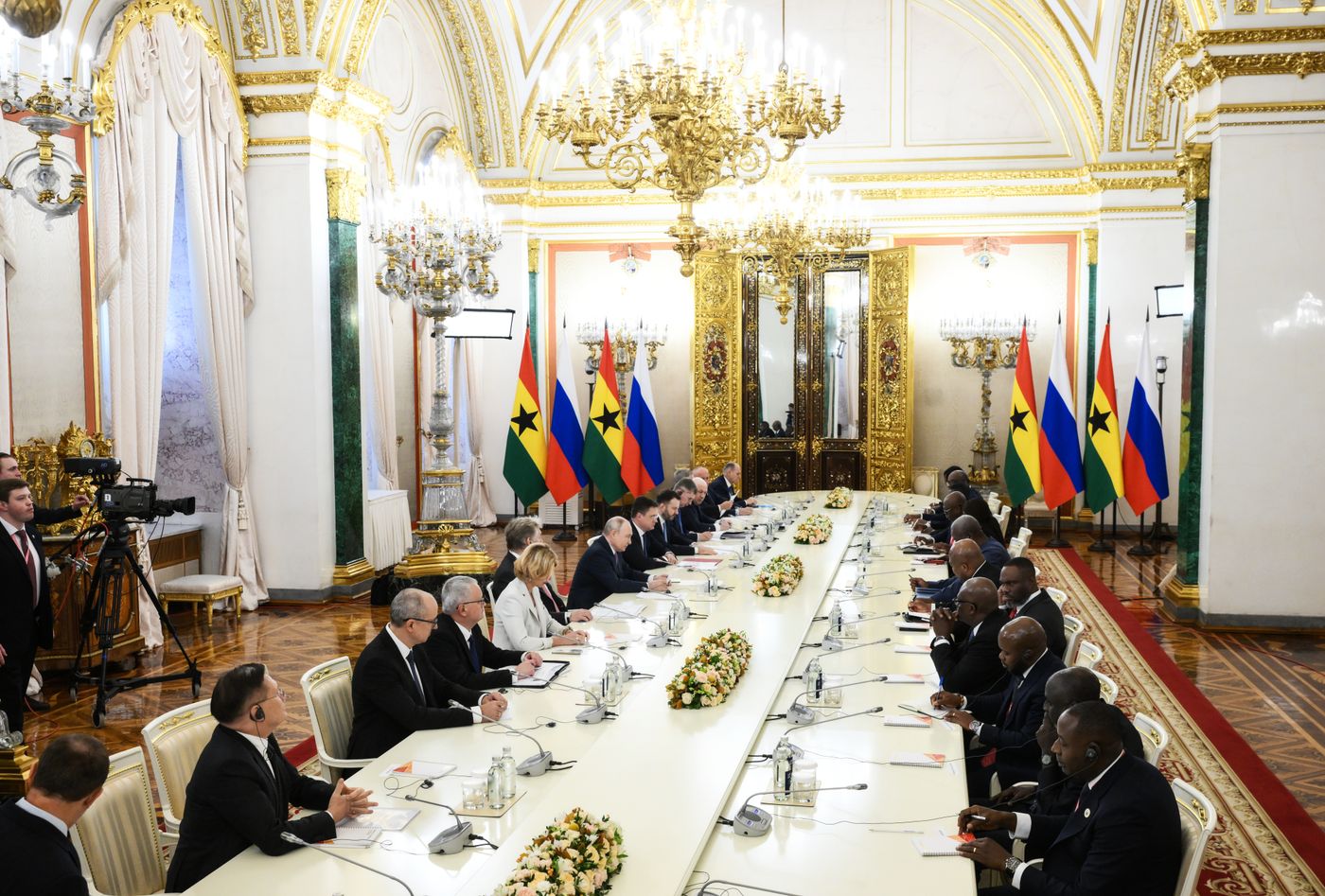 President of Russia Vladimir Putin meets with President of the Republic of Ghana John Dramani Mahama