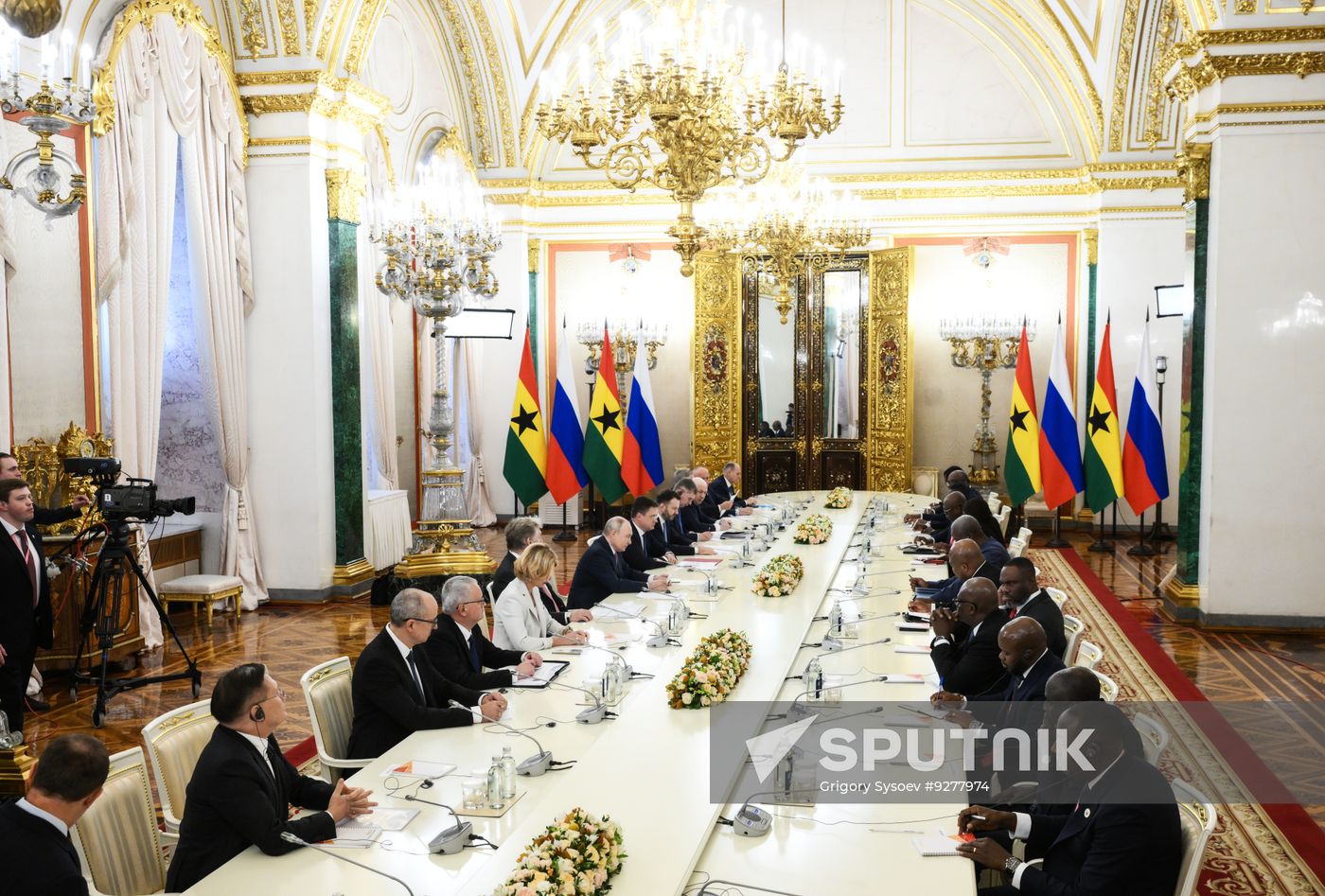 President of Russia Vladimir Putin meets with President of the Republic of Ghana John Dramani Mahama