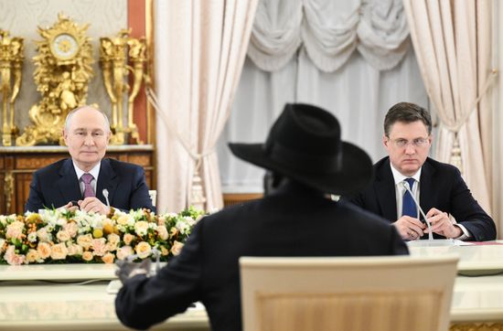 Russian President Vladimir Putin meets with President of the Republic of South Sudan Salva Kiir
