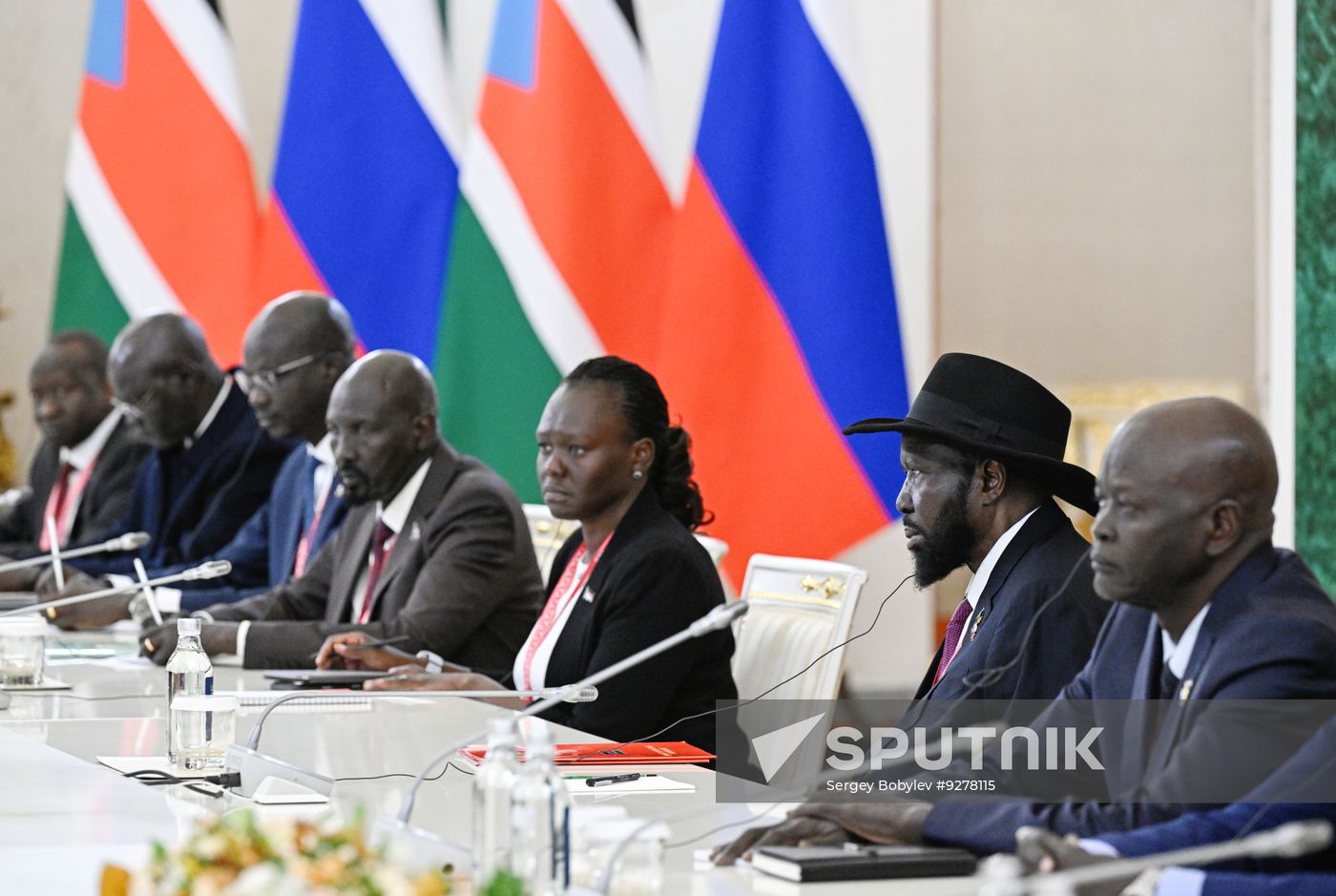 Russian President Vladimir Putin meets with President of the Republic of South Sudan Salva Kiir