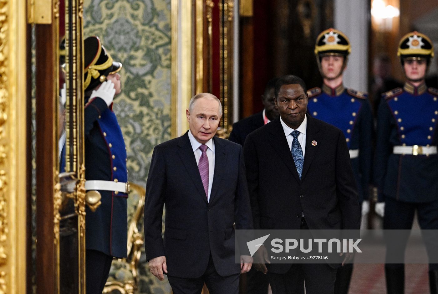 Russian President Vladimir Putin meets with President of the Central African Republic Faustin-Archange Touadera