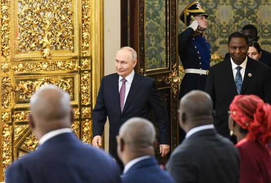 Russian President Vladimir Putin meets with President of the Central African Republic Faustin-Archange Touadera