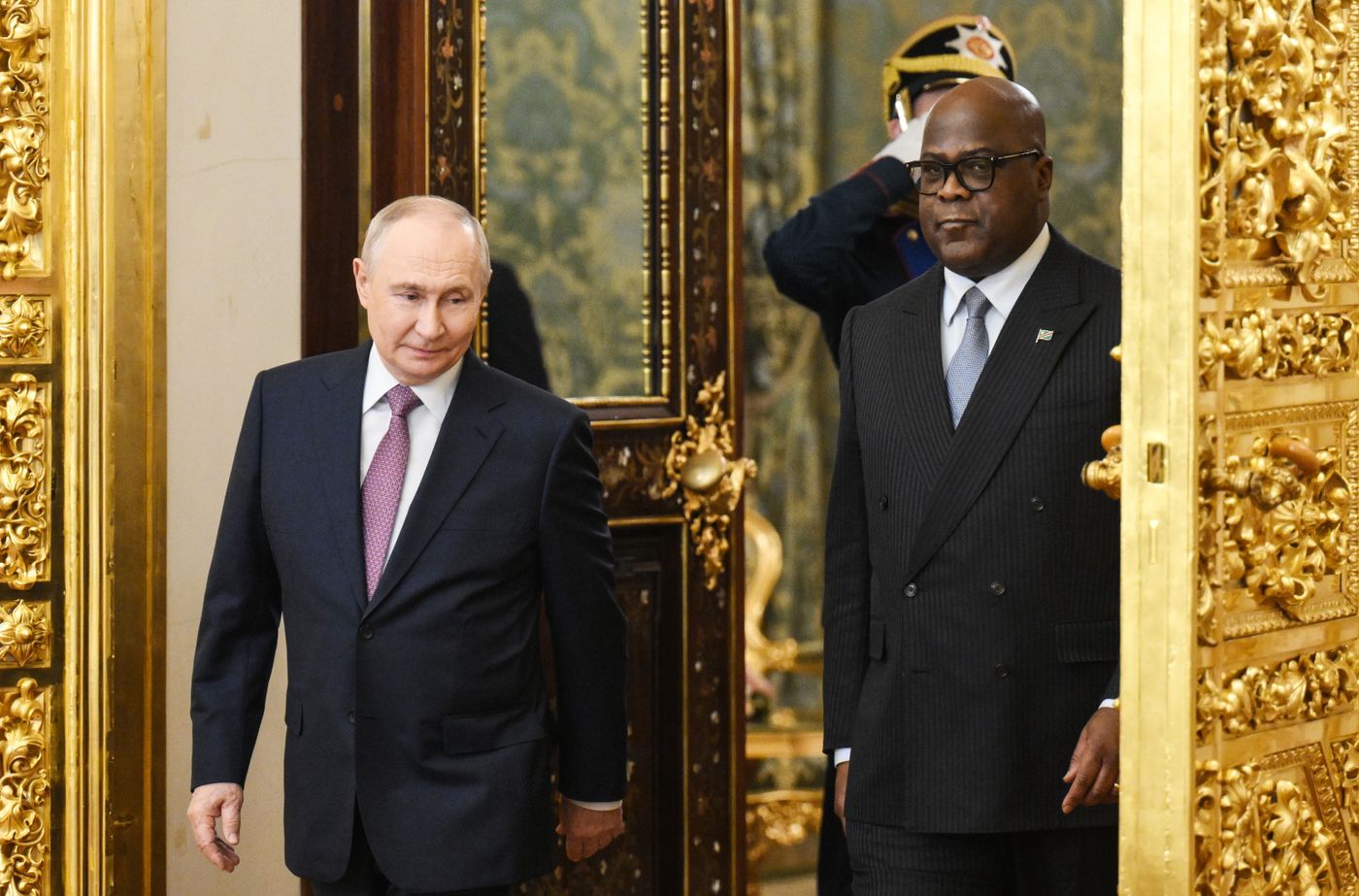 Russian President Vladimir Putin meets with President of the Democratic Republic of the Congo Felix Antoine Tshisekedi Tshilombo
