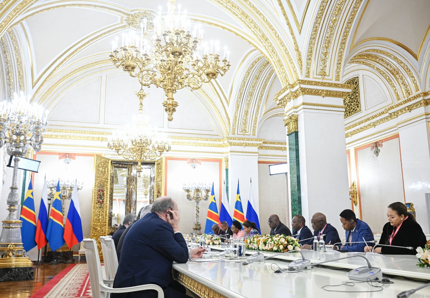 Russian President Vladimir Putin meets with President of the Democratic Republic of the Congo Felix Antoine Tshisekedi Tshilombo