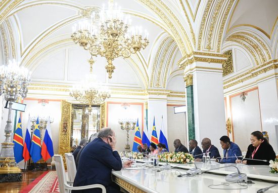 Russian President Vladimir Putin meets with President of the Democratic Republic of the Congo Felix Antoine Tshisekedi Tshilombo