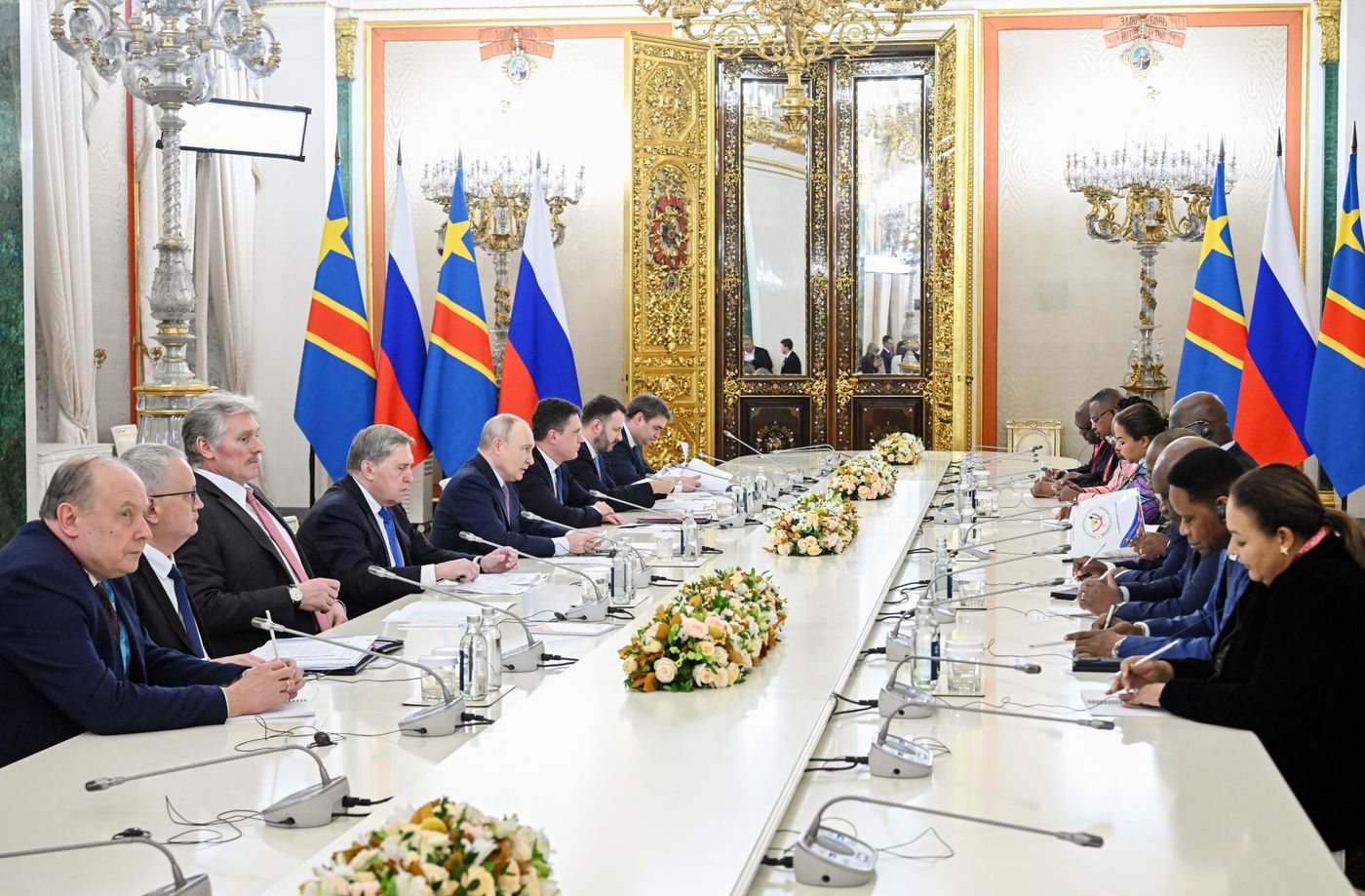 Russian President Vladimir Putin meets with President of the Democratic Republic of the Congo Felix Antoine Tshisekedi Tshilombo
