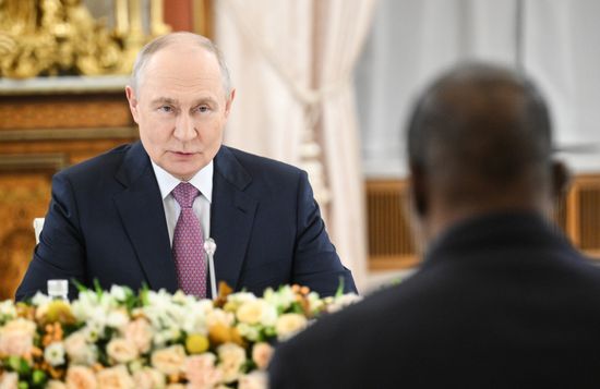 Russian President Vladimir Putin meets with President of the Democratic Republic of the Congo Felix Antoine Tshisekedi Tshilombo