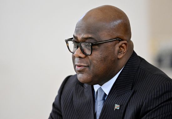 Russian President Vladimir Putin meets with President of the Democratic Republic of the Congo Felix Antoine Tshisekedi Tshilombo