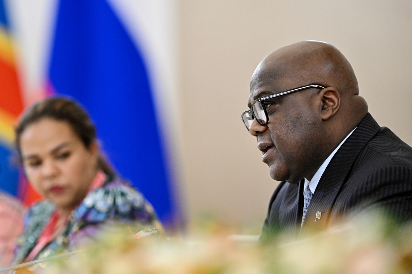 Russian President Vladimir Putin meets with President of the Democratic Republic of the Congo Felix Antoine Tshisekedi Tshilombo