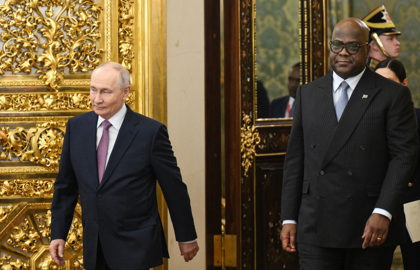 Russian President Vladimir Putin meets with President of the Democratic Republic of the Congo Felix Antoine Tshisekedi Tshilombo