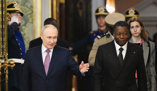Russian President Vladimir Putin meets with President of the Council of Ministers of Togo Faure Essozimna Gnassingbe