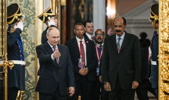 Russian President Vladimir Putin meets with President of Eritrea Isaias Afwerki