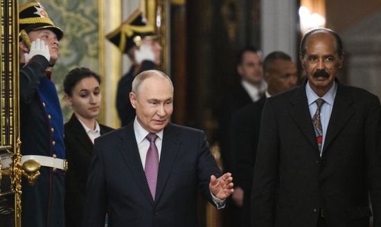 Russian President Vladimir Putin meets with President of Eritrea Isaias Afwerki